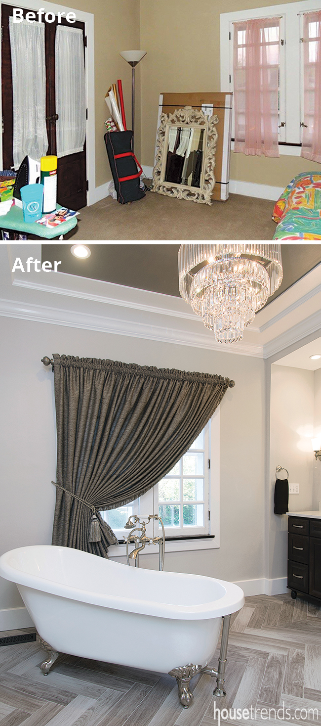 Clawfoot tub adds elegance to a master bath