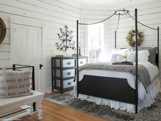 White shiplap establishes a rustic theme