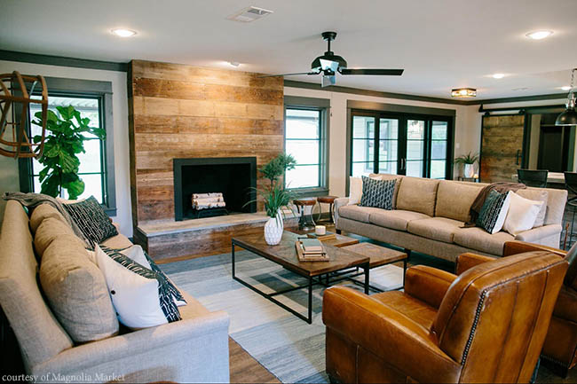 Reclaimed shiplap transforms a fireplace