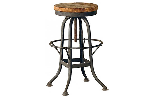 Industrial bar stool with a whimsical touch