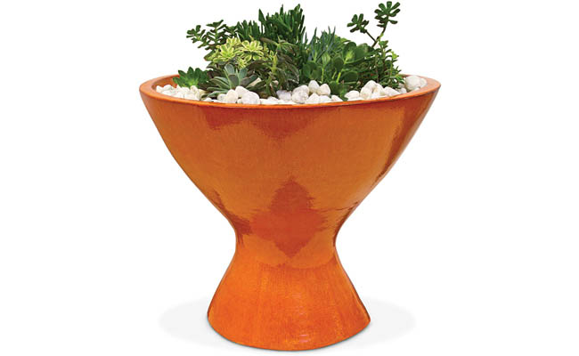 Large planter adds fun color to a landscape