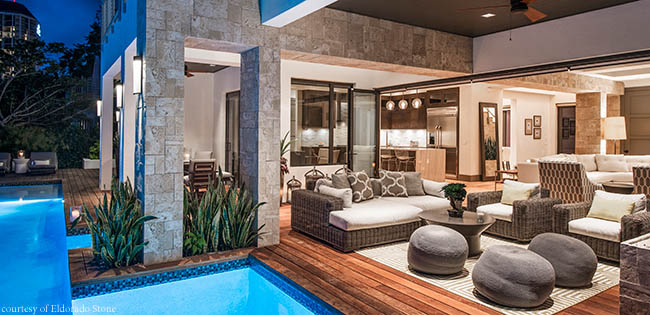 Stone flows from the indoors to the outdoors