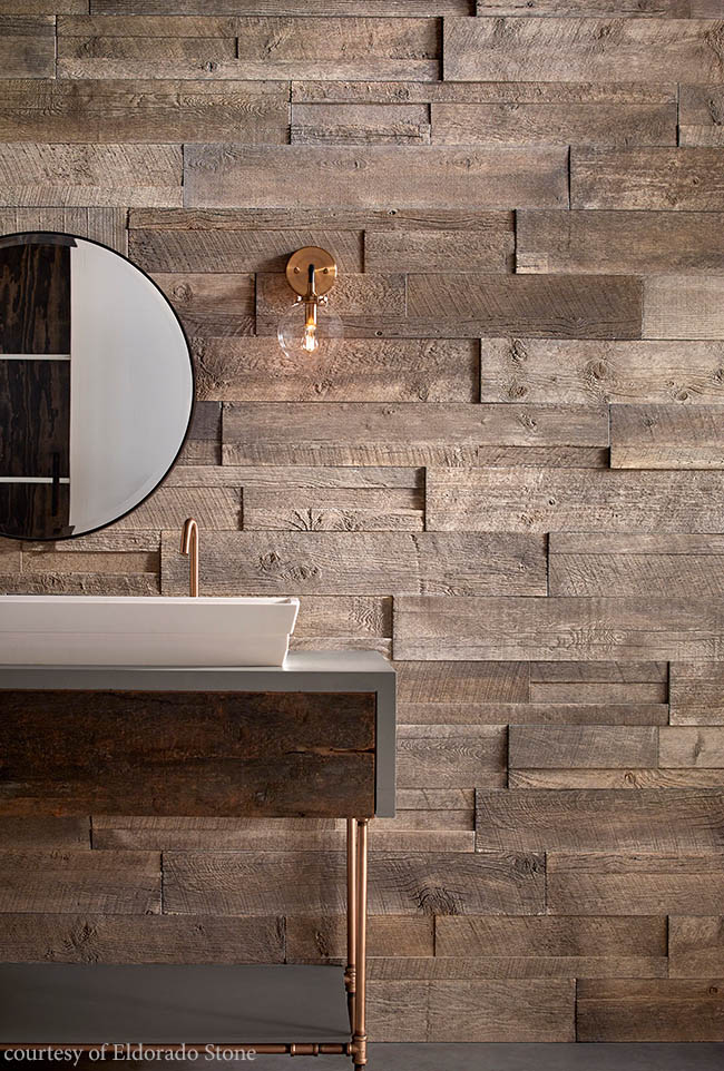 Wall treatment spices up a bathroom