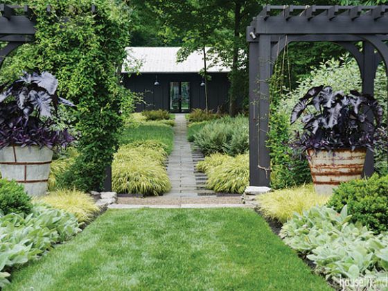 Cute walkway leads from home to pool house