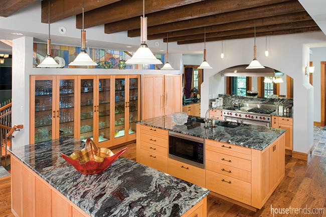 Double islands dominate a kitchen design