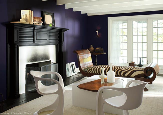 Paint color adds mystery to a living room