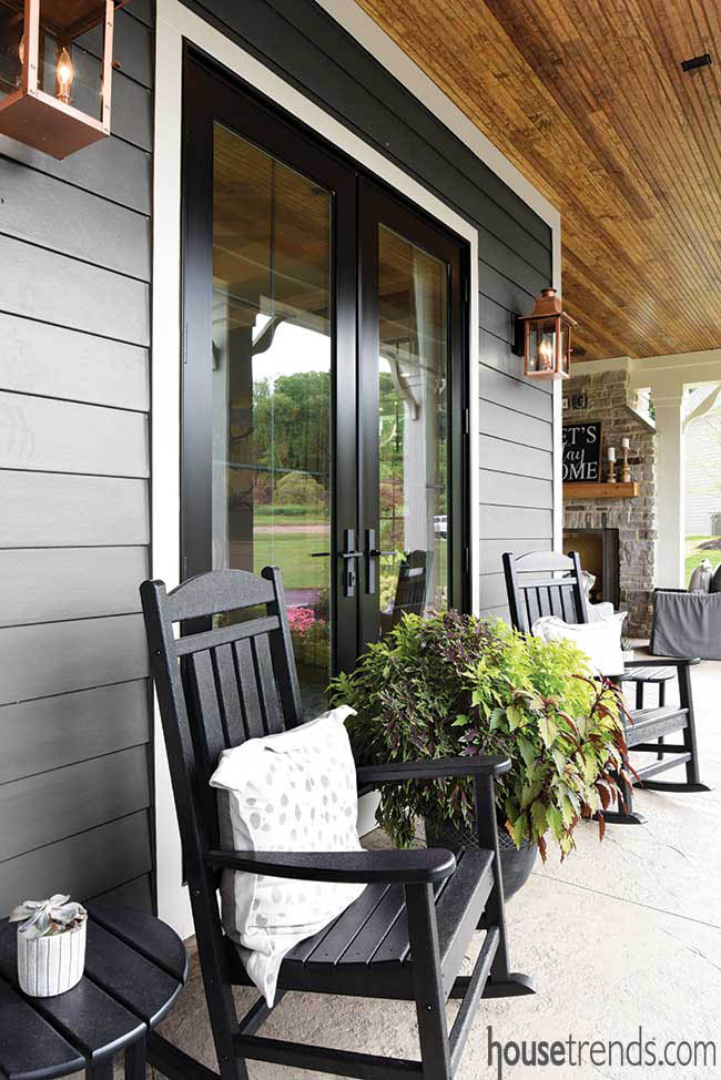 Front porch with farmhouse charm