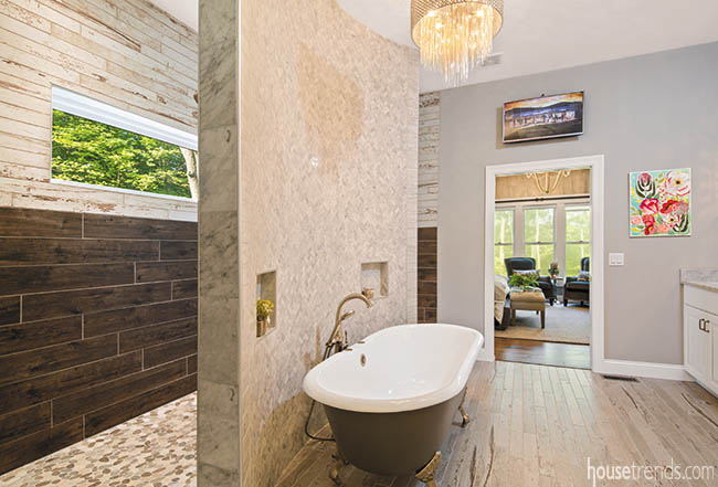 Master bath with a variety of tiles