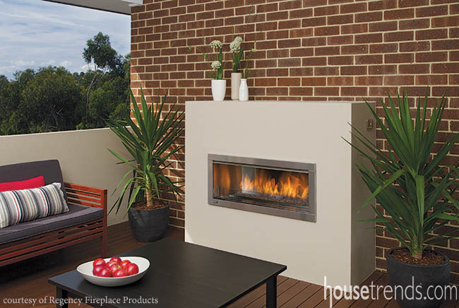 Outdoor fireplace is compatible with most spaces