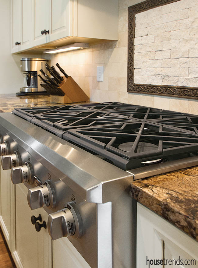 Elegant backsplash adds texture