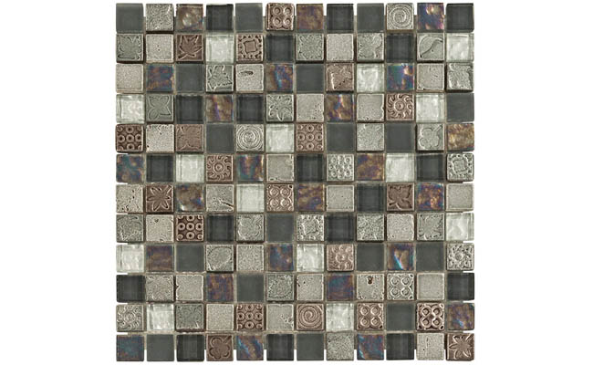 Glass mosaic tile with a dark color scheme