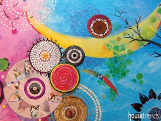 Wall art adds bright color to a space