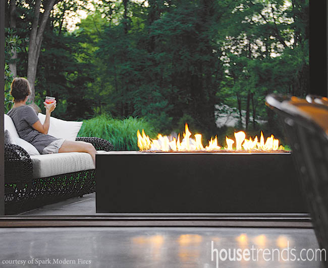 Patios feature sleek fire pits