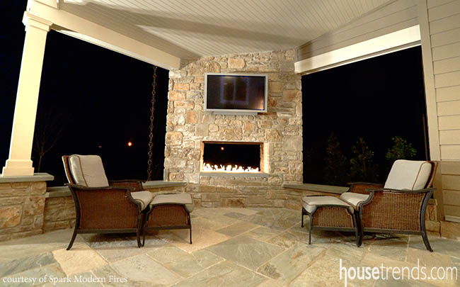 Fireplace adds a little something extra to a porch