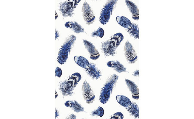 Decorative wallpaper printed with feathers