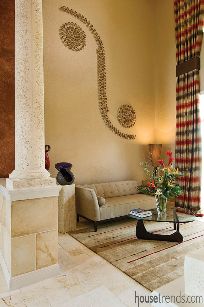 Wall designs catch the eye throughout this home