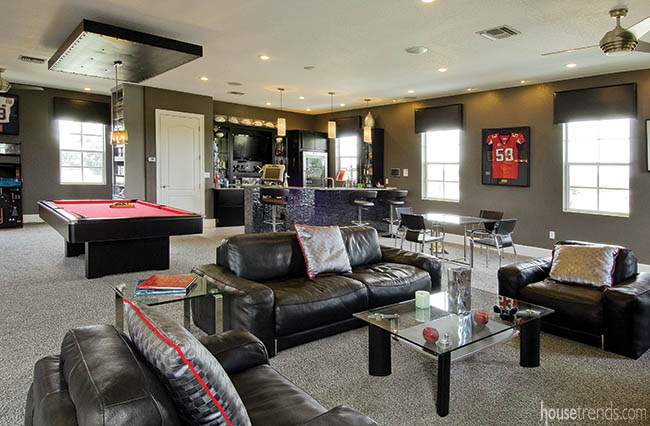 Colors contribute to a masculine man cave design