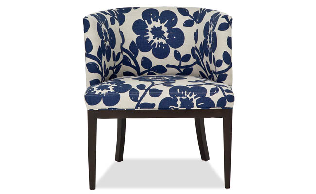 Navy chair with a floral pattern