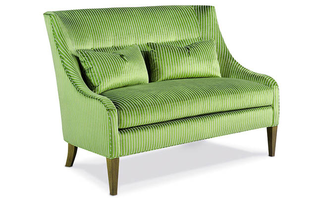Pin stripe adds texture to a green settee