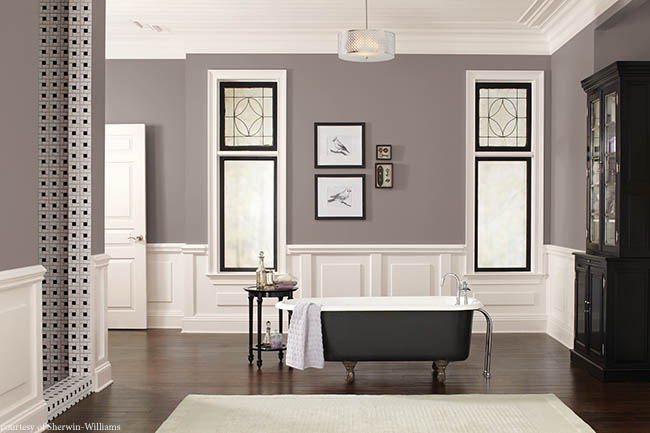 Paint color contributes to a soothing master bath