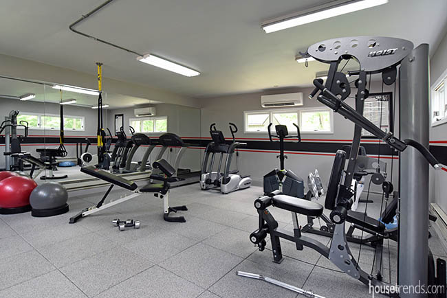 Fitness center just steps from a home