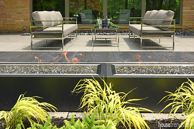 Fire feature warms up an outdoor gathering space