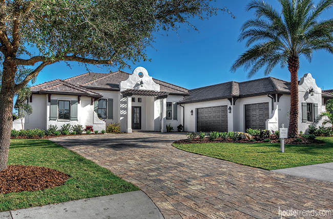 Gray and white facade creates a clean look