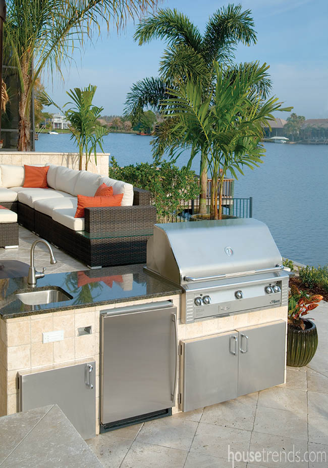 Outdoor kitchen with a convenient location