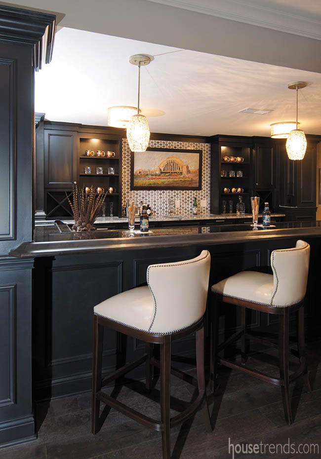 Lower level bar with a sophisticated vibe