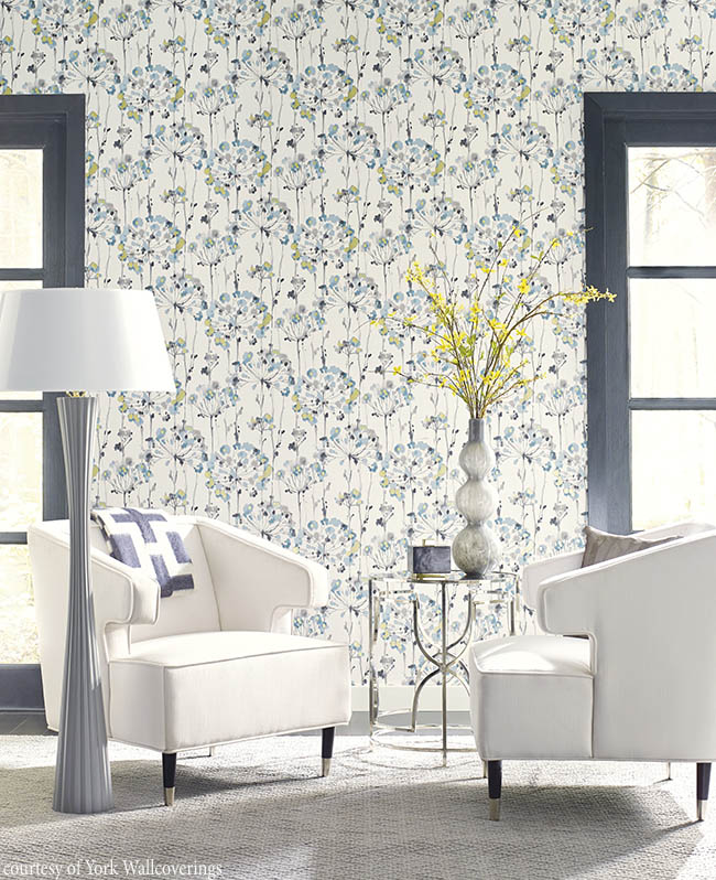 Wallpaper cheers up a sitting area