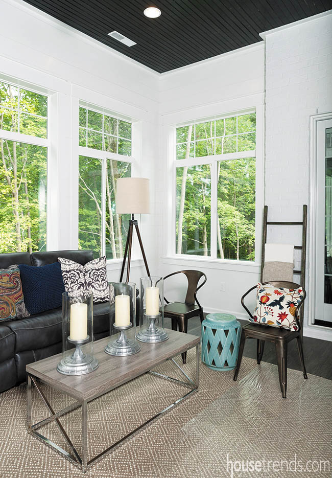 Covered porch with a plethora of windows