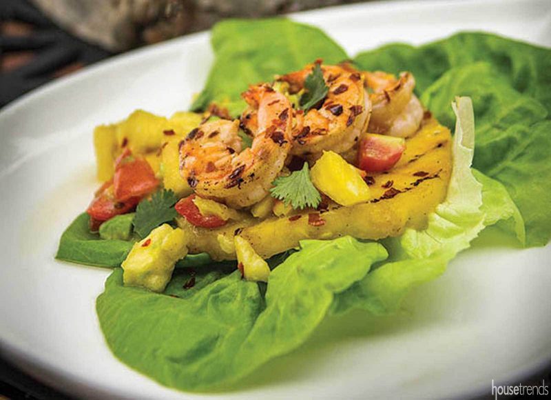Grilled shrimp, pineapple and fresh fruit salsa